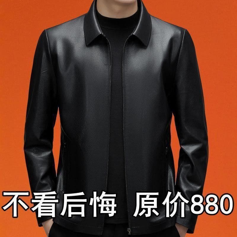 Premium Leather Jacket for Men, Thickened Leather Coat, Father's Style Leather Jacket, Plus Size Leather Jacket, Peeling Leather Refund Guaranteed