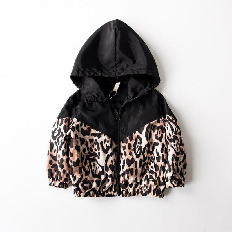 Foreign trade children's leopard print splicing jacket 2026 spring and autumn cross-border girls' tops trendy girls' hooded jackets Europe and the United States
