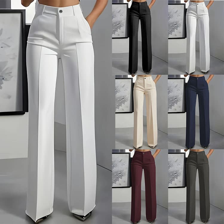 2026 New Women's High-Waisted Drapey Straight-Leg Simple Suit Pants, Women's Wide-Leg Pants, Summer Thin Style
