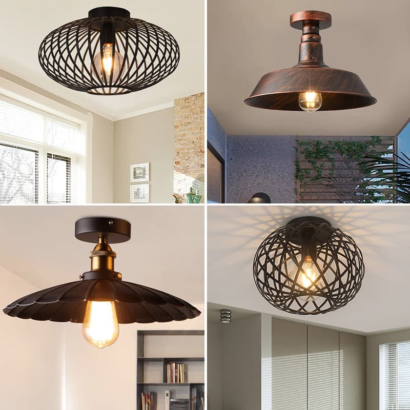 Industrial Style Creative Restaurant Kitchen Aisle Corridor Hallway Bar Counter Balcony Cross-Border Iron Mesh Retro Ceiling Lamps
