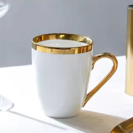 Gold Rim Ceramic Mug Funnel Cup Bullet Cup 11oz Gold Rim / Handle Bullet Mug