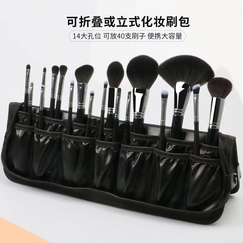 Vertical Foldable 29-Slot Brush Bag Makeup Brush Storage Bag Foldable Bag for Makeup Artists, Dirt-Resistant, Extra Large Capacity