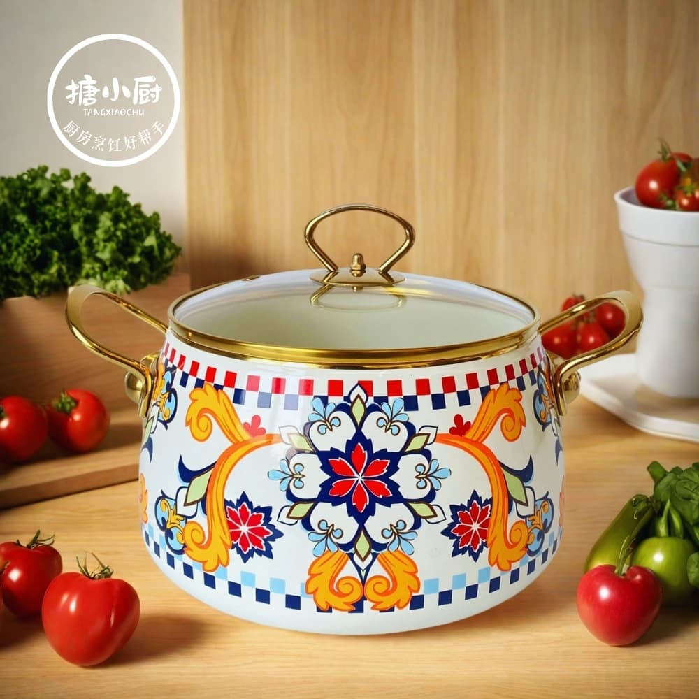 Tangxiaochu Enamel Stewing Pot Hot Pot Multi-Function Seafood Pot Enamel Soup Pot Braising Pot Gas Induction Cooker Universal