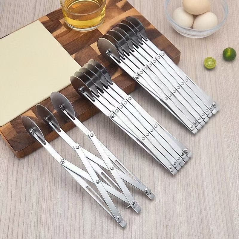 Stainless Steel Pizza Cutter Roller Knife Retractable Commercial Dough Cutter Multi-Roller Noodle Cutter Pizza Divider Fixed