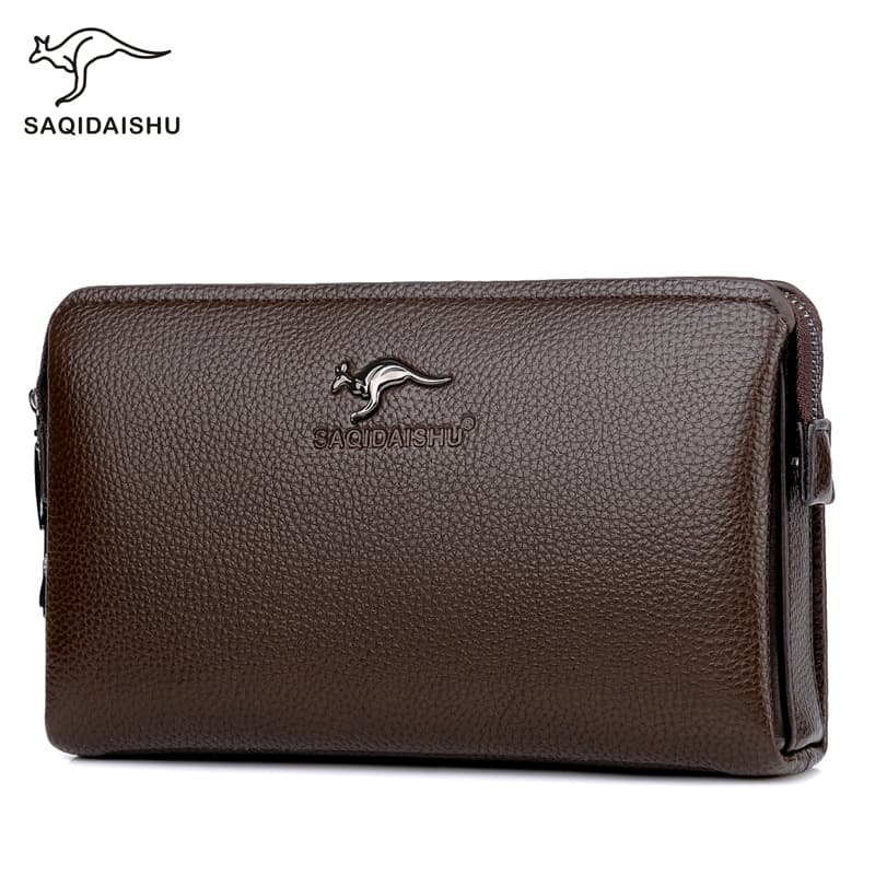 SAQIDAISHU Men's PU Waterproof Business Clutch Bag Casual Travel Handbag