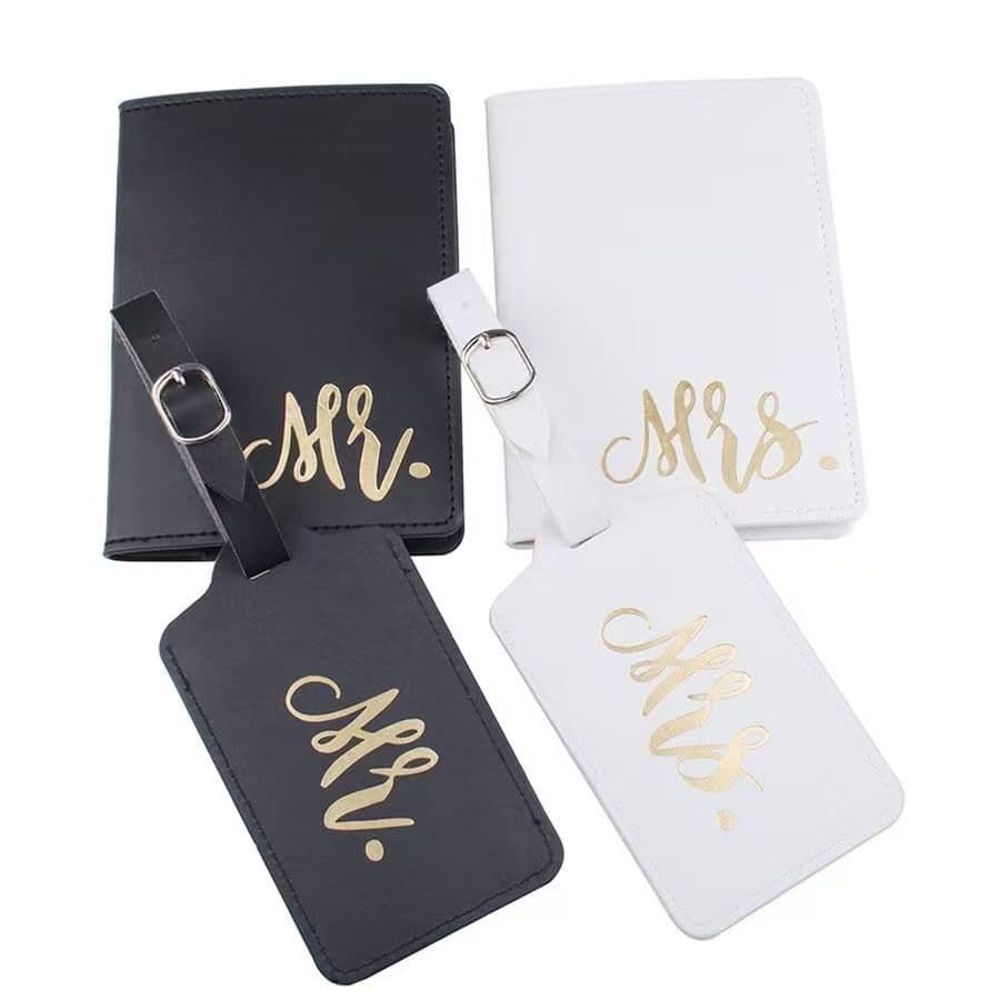 Passport Passport Cover Hot Stamping Couple Wedding Gift Amazon Cross-Border Passport Holder and Luggage Tag Set