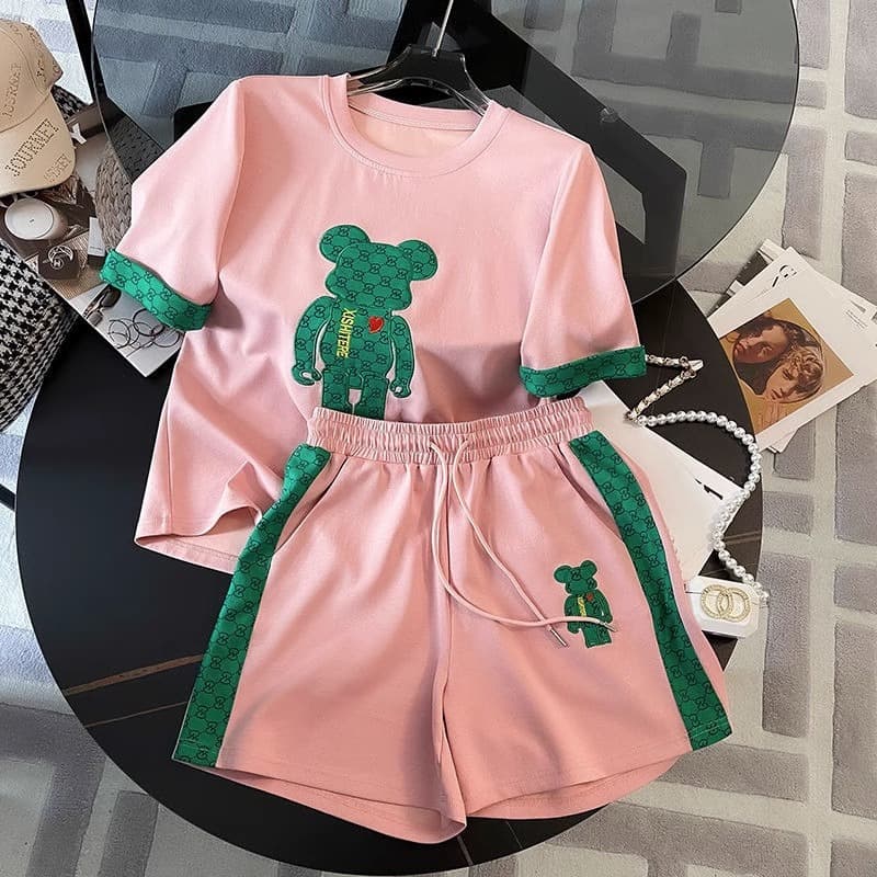 Fashion Casual Sportswear Set for Women, Summer 2023 New Trendy Street Style Anti-Aging Short Sleeve Shorts Two-Piece Set