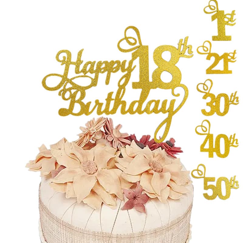 Happy Birthday Cake Topper Digital Decorations For Birthday Party Cake Numbered Candle Holder Baking Supplies