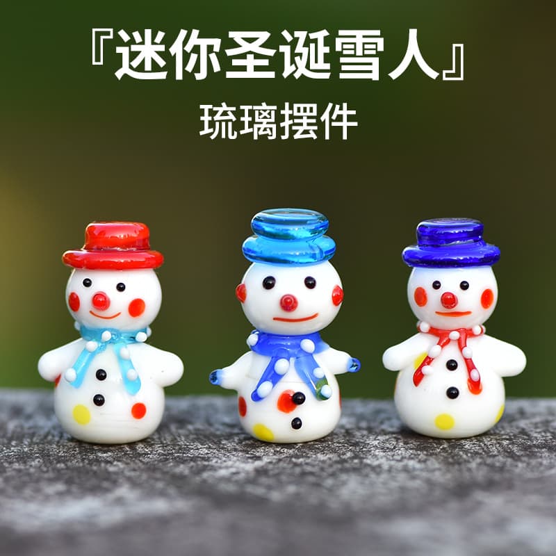 Micro Landscape Ornaments Christmas Snow Scene New Christmas Snowman Cute Glass Crafts Home Decor Small Ornaments