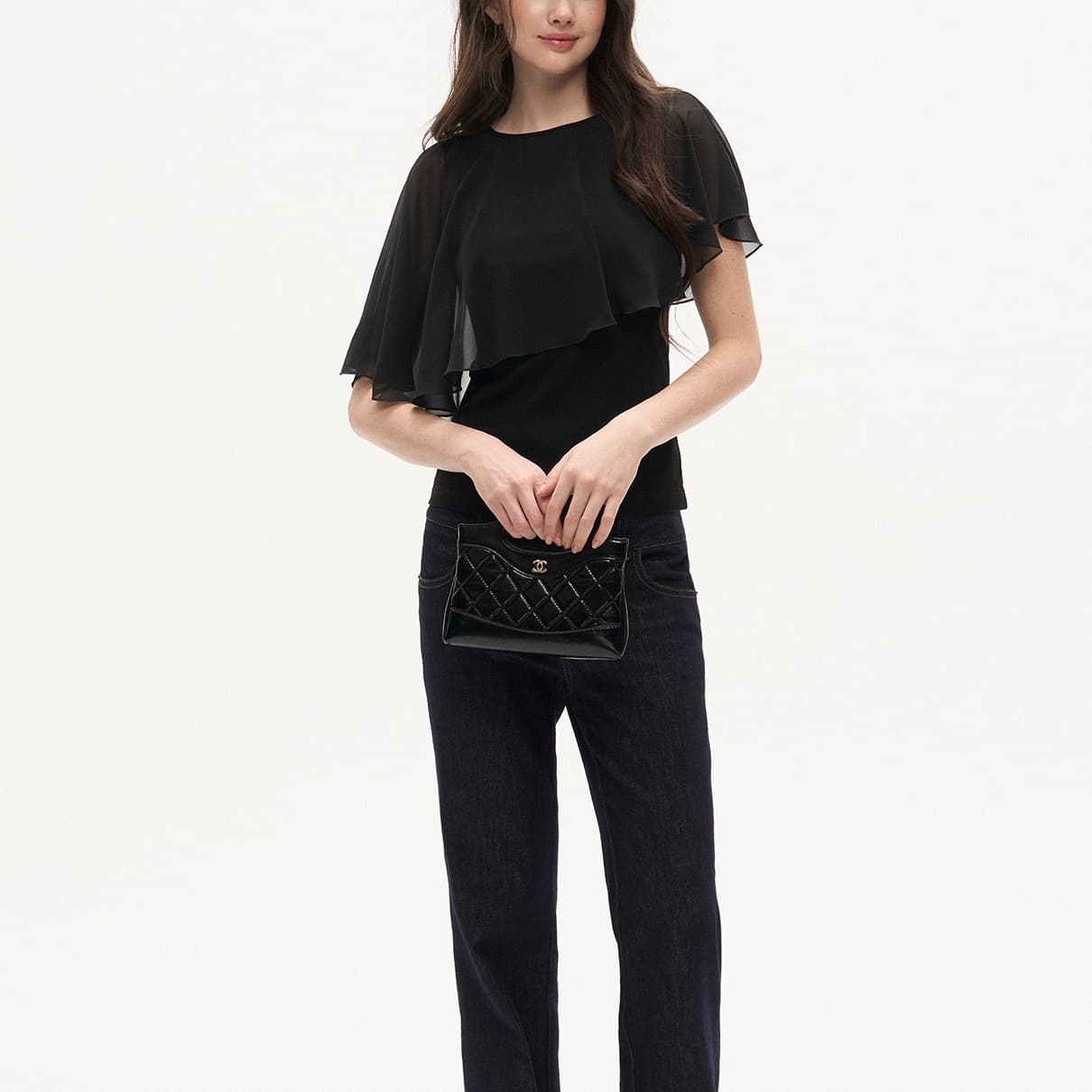 Summer Vacation Style Cape Chiffon Short Sleeve Asymmetric Dress for Women 2026FW