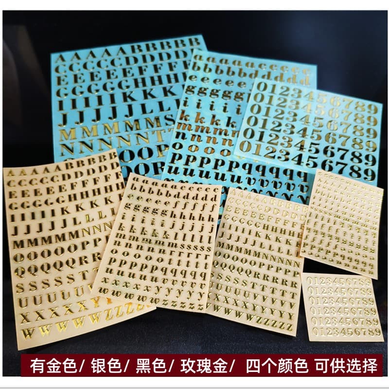 Gypsum Candle Aromatherapy 26 Letter Number Metal Sticker Combination Word Sticker Nail Art