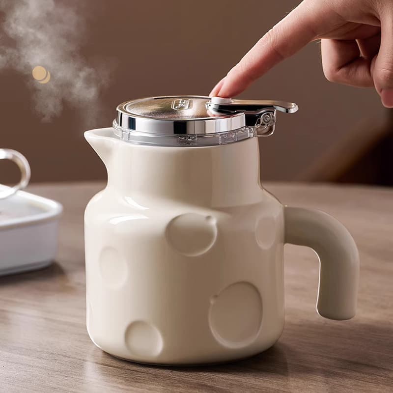 Household New Teapot Ceramic Pot with Tea-Water Separation, Floral Teacup Floating Set