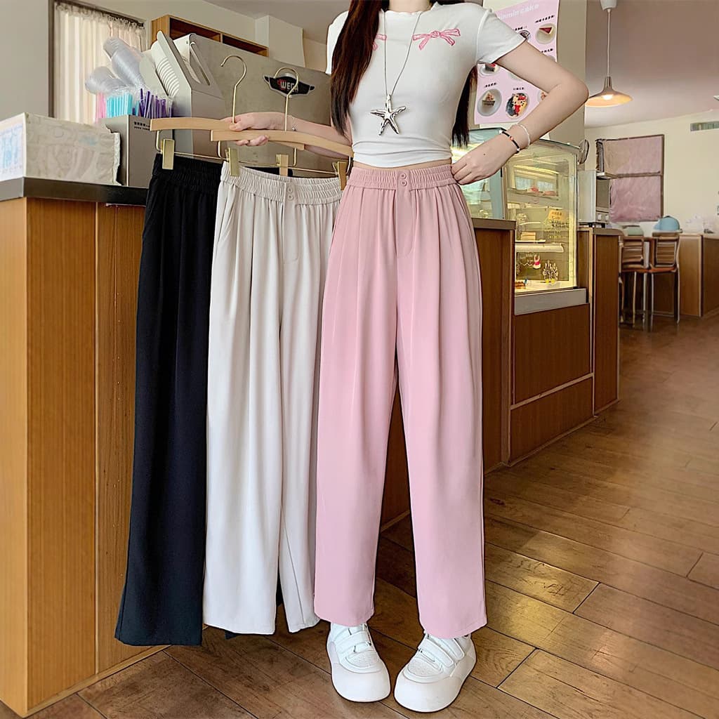 Summer Suit Cigarette Pants for Women, Ice Silk Slimming Carrot Pants, High-Waisted Loose Versatile Cropped Harem Pants 5667 #
