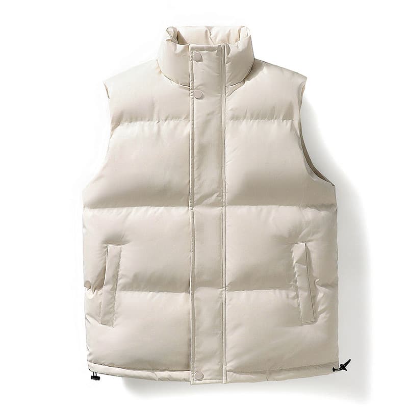 Casual Cotton Vest Jacket Men's Spring/Autumn Youth Slim Fit Thickened Warm Sleeveless Down Cotton Vest Jacket Top