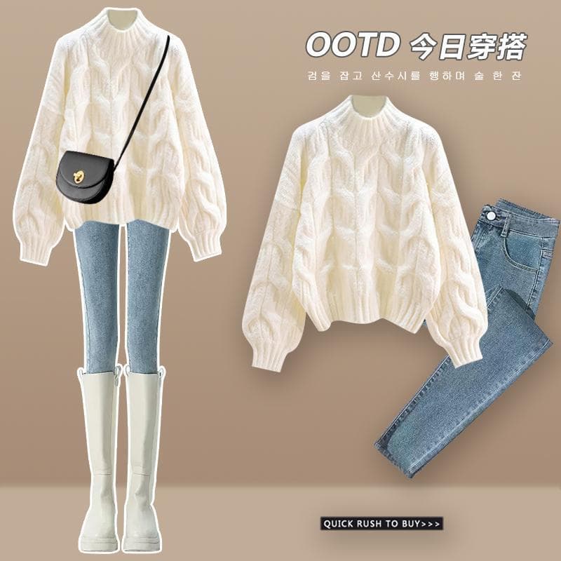 Women's Half Turtleneck Sweater New Fall/Winter Thickened Knit Top for Petite Figures, Suitable for Layering or Wearing Alone