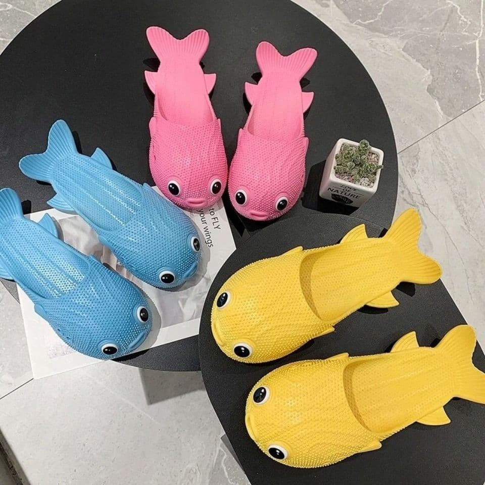 Pufferfish Slippers Women's Home Fashion 2021 Korean Style Parent-Child Versatile Fish-Shaped Slippers Indoor Outdoor Soft Sole Sandals