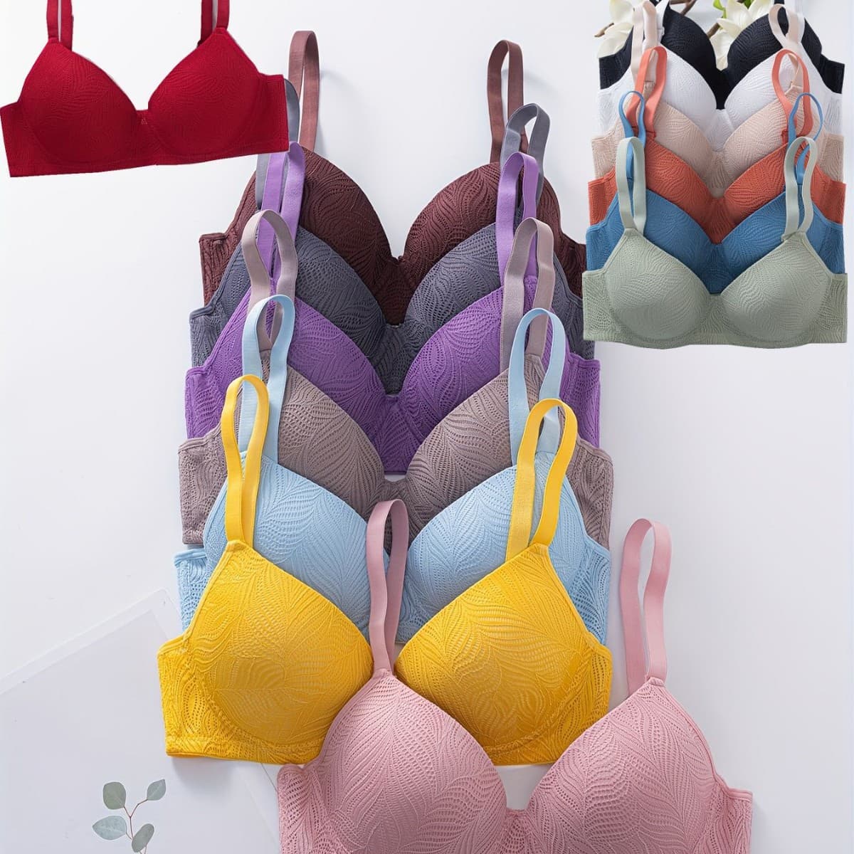 Cross-border French lace bra, European and American style, plus size bra, thin style with underwire, side boob support and push-up underwear, factory direct stock.