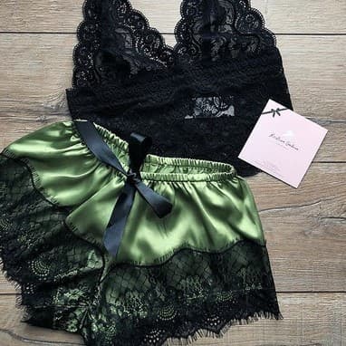 Cross-border foreign trade European and American foreign trade sexy lingerie lace split three-point sexy suspender see-through pajamas and pajamas set