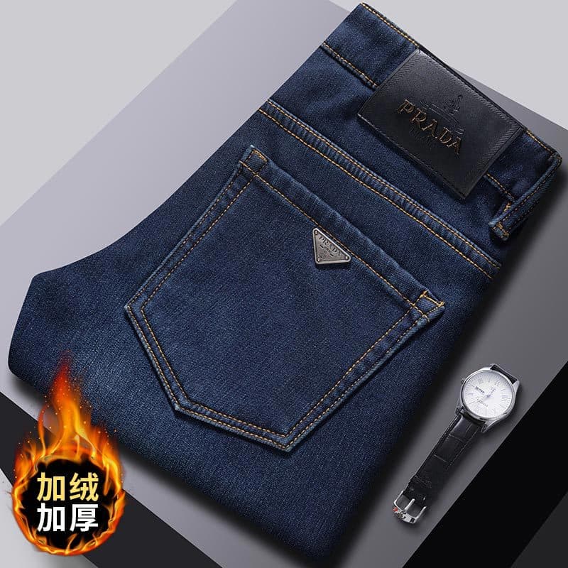 2025 Winter Fleece-Lined New Warm Jeans for Men, Slim Fit Straight Leg Stretch Soft Winter Thick Integrated Fleece