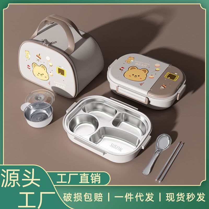 Wholesale children's insulated lunch box with separate lunch box, special rice bowl for first grade primary school students, canteen rice tray