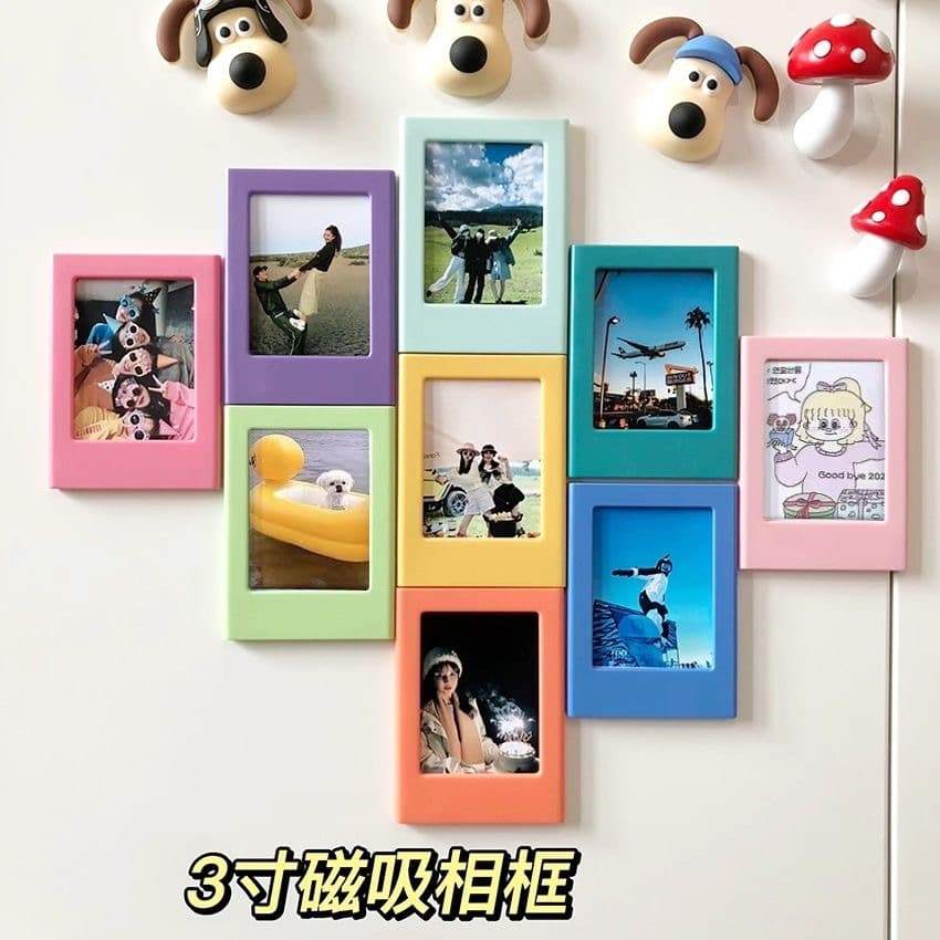 Ins-style 3-inch magnetic photo frame Polaroid picture fridge magnet, office kitchen couple bedroom decor small item