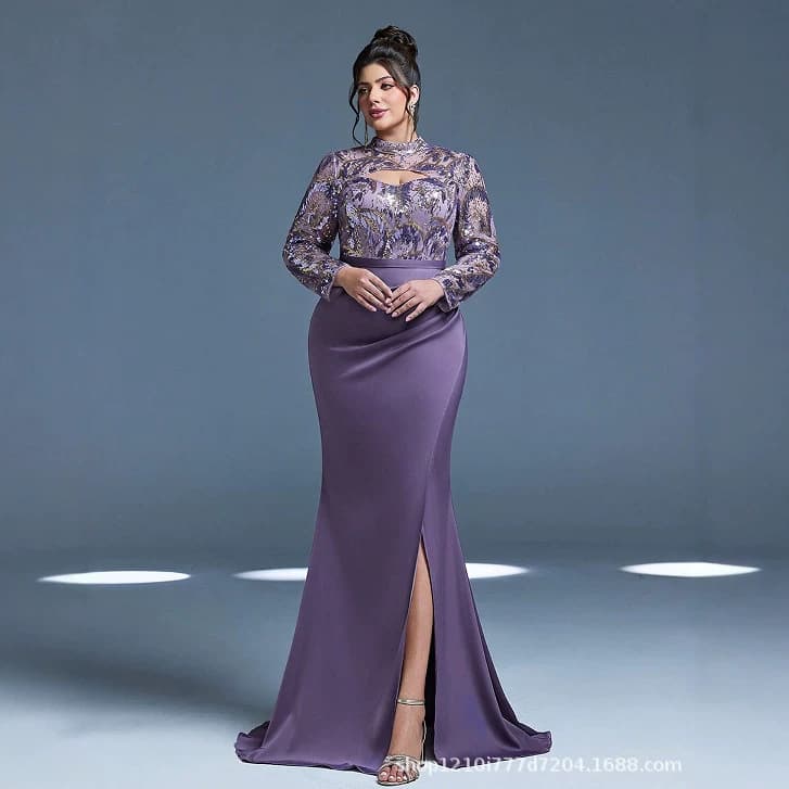 Purple Sexy Slit Prom Party Gown Women High-End Elegant Long Dress