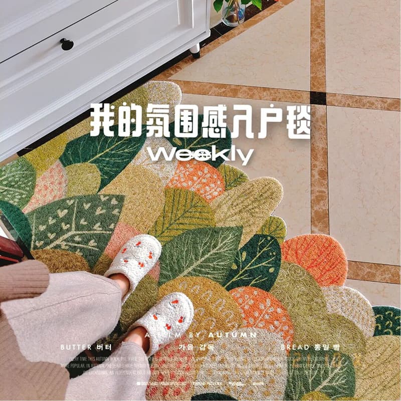 Manufacturer wholesale green plant wire circle household entrance door mats, entrance door entrance door mats and carpets that can be cut