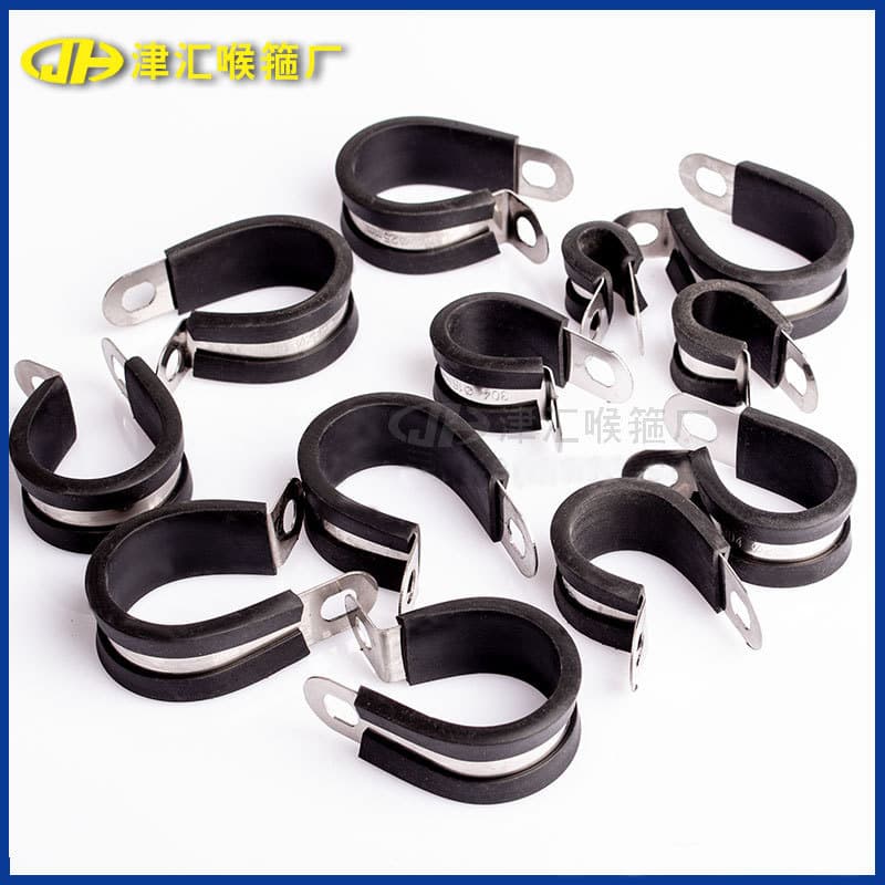 Cross-border Exclusive 304 Stainless Steel With Rubber Strip Hose Clamp Rubber R-type P-type Cable Clamp Pipe Clip Clamp