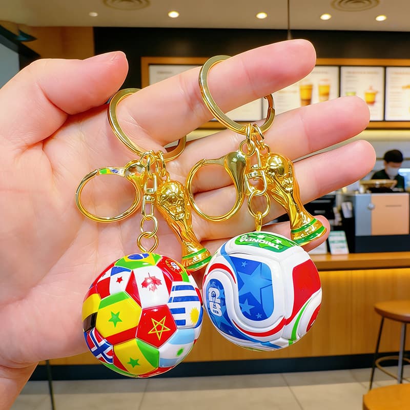 Qatar World Cup Match Ball Football Keychain, World Flag Pendant, Cristiano Ronaldo & Messi Souvenir Wholesale