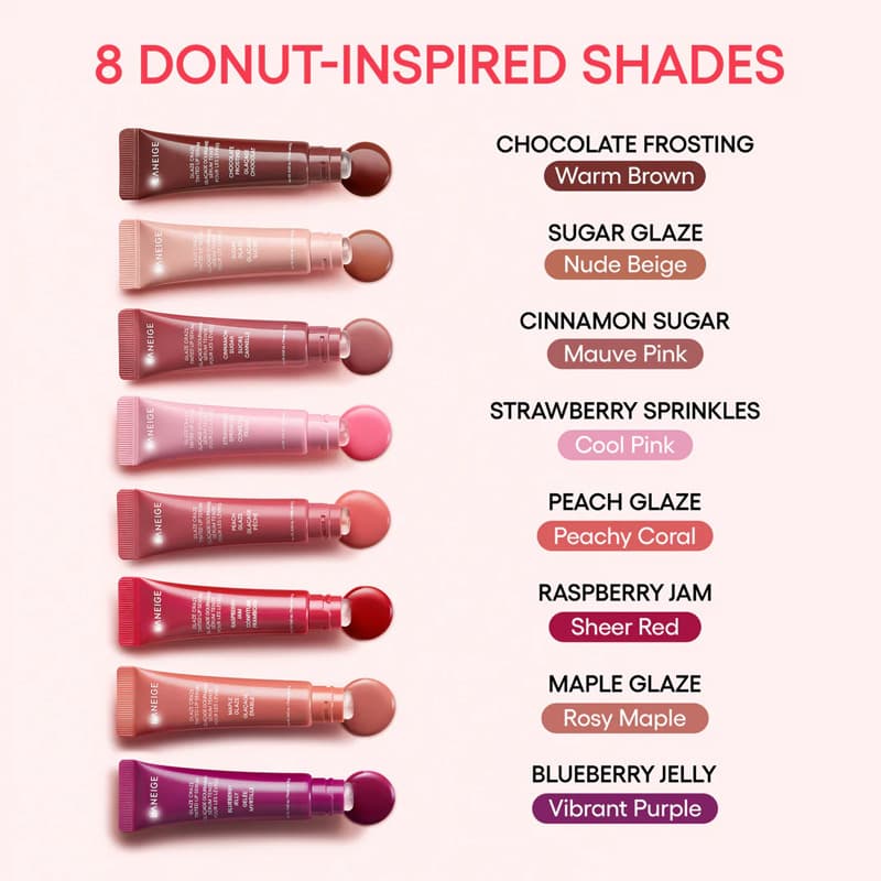 Cross-border Hot L-ANEIGE Lip Gloss Lip Plumping Gloss Donut Tinted Lip Balm Lip Color with Peptide Multi-Color Lip Gloss