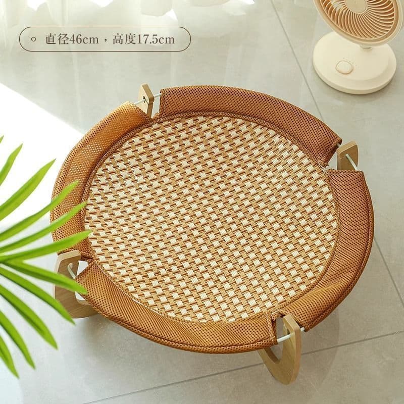 Cat woven rattan mat cat bed, all-season cat bed, removable and washable summer hammock, summer sleeping pet supplies.