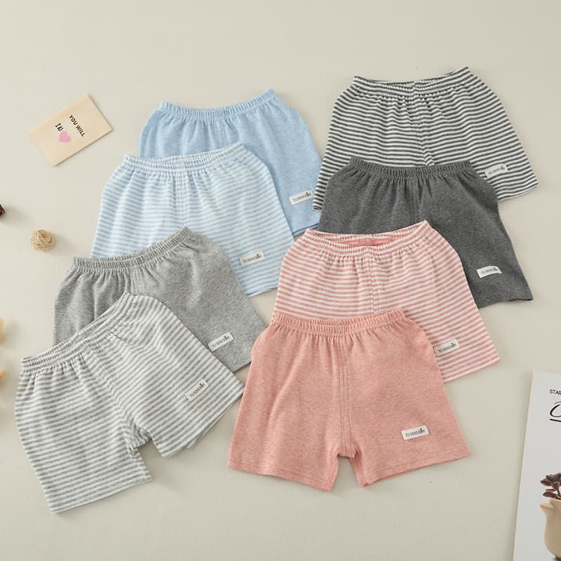 Cotton New Children's Shorts Summer Thin Striped Boys and Girls 3-Point Casual Pants Baby Loose Beach Pants