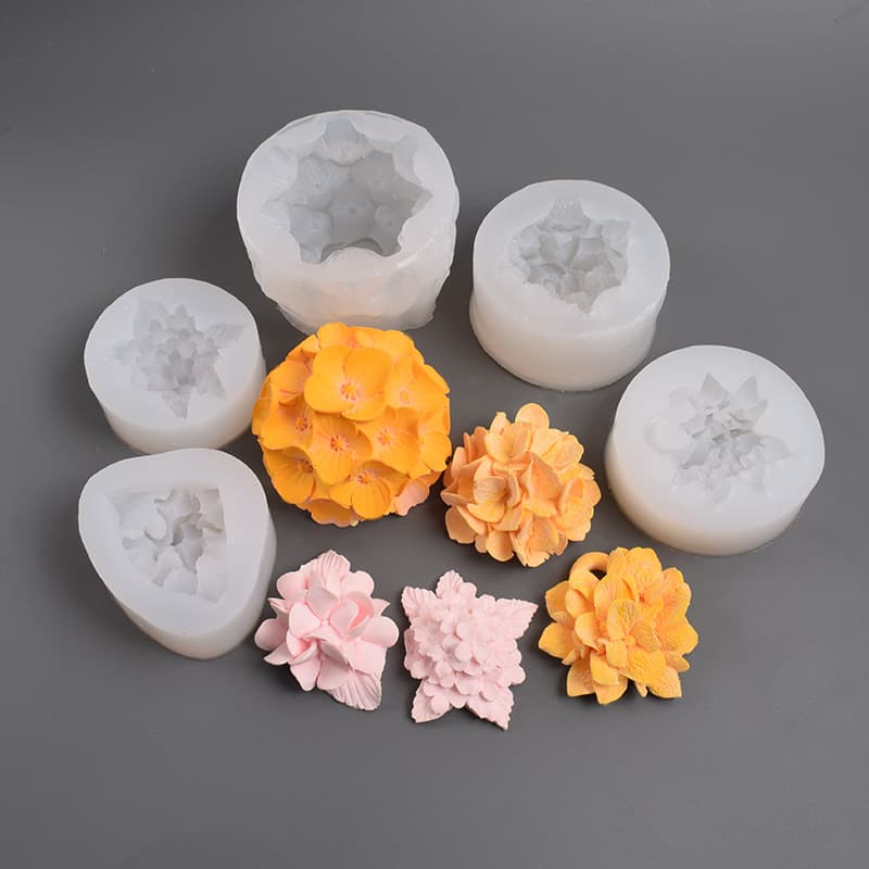 Various 3D Hydrangea Chocolate Fondant Baking Molds Creative Plaster Fresh Flower Aroma Candle Silicone Molds
