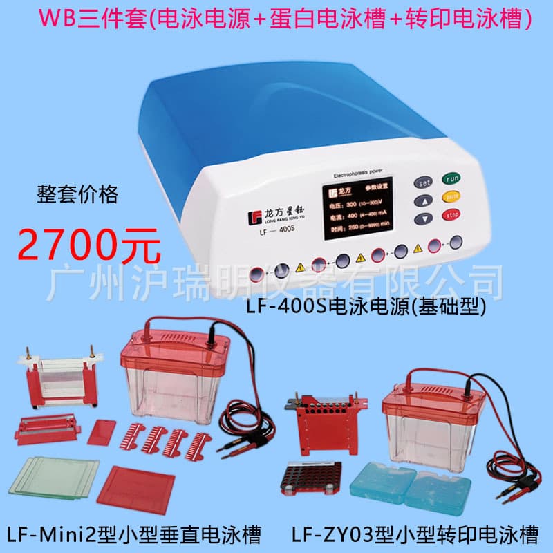 Basic WB electrophoresis equipment three-piece set: LF-400S power supply + Mini2/ZY03 electrophoresis tank combination