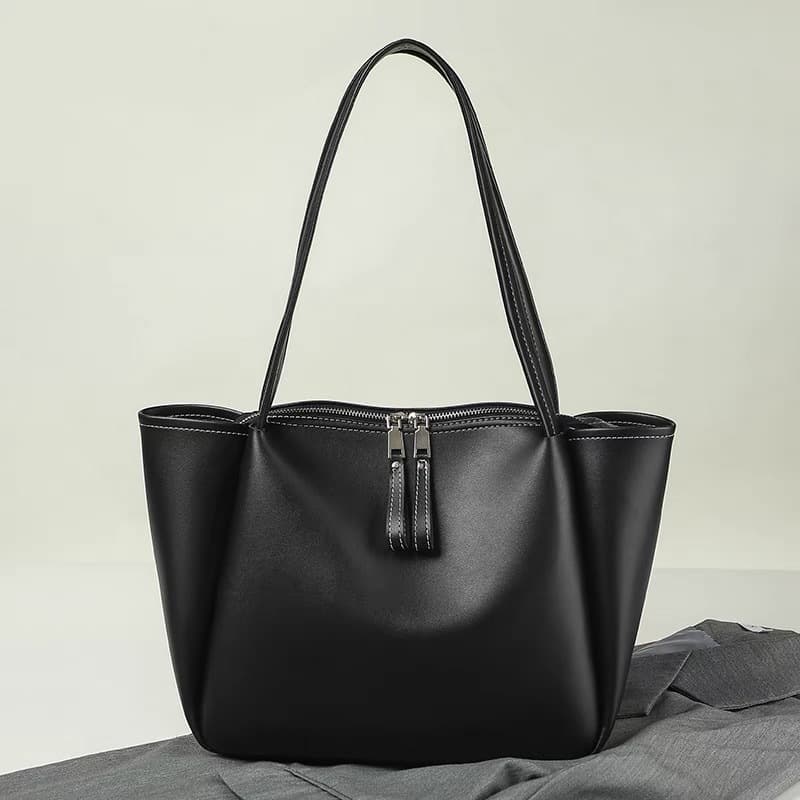 Cross-border Premium Women's Shoulder Bag, Fashionable Simple Large Capacity Handbag, Casual Travel Zip Tote Bag