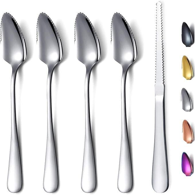 1010 Stainless Steel Scraping Spoon Grapefruit Knife Serrated Fruit Spoon Dessert Spoon Orange Peeler Zester Spoon