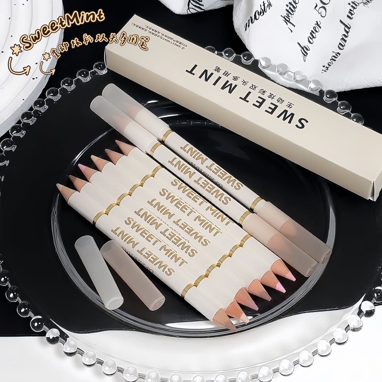 sweetmint vivid colorful double-ended multi-purpose pen natural three-dimensional lying silkworm shadow brightening lip liner two-in-one