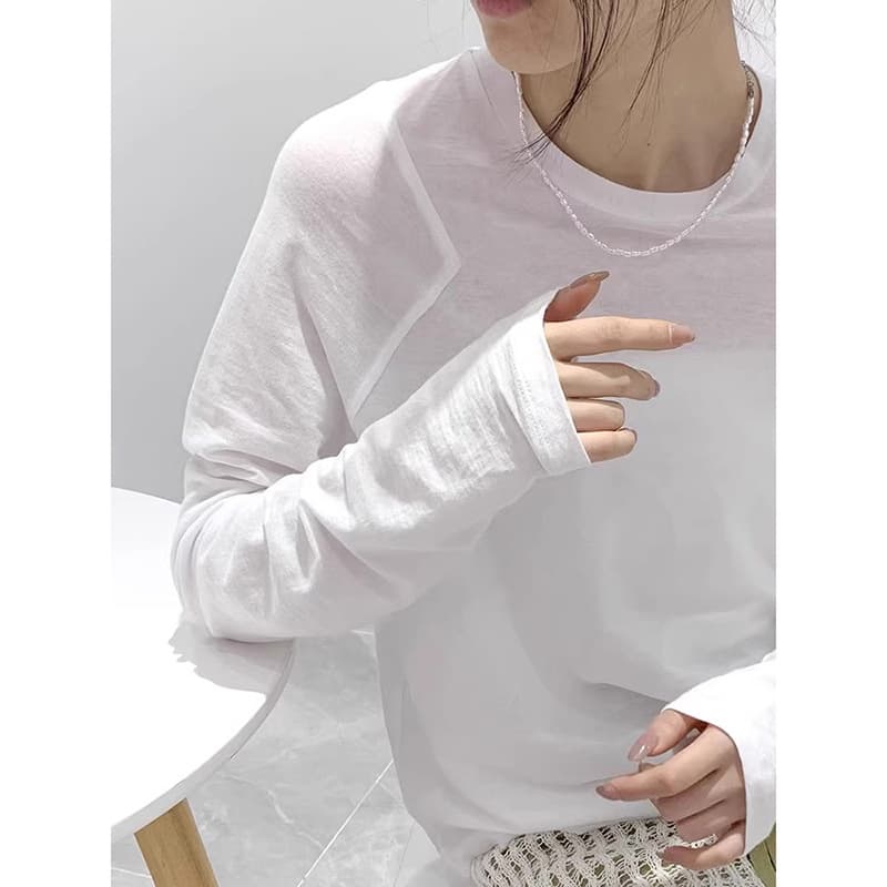 White Regular Shoulder Long Sleeve T-Shirt for Women 2026 Early Spring New Style Elegant Inner Layering Top Loose Casual Cover-Up Blouse