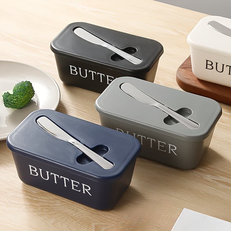 Cross-border Food-Grade PP Butter Box with Knife, Sealed Storage Cheese Box, Household Butter Refrigeration Preservation Container
