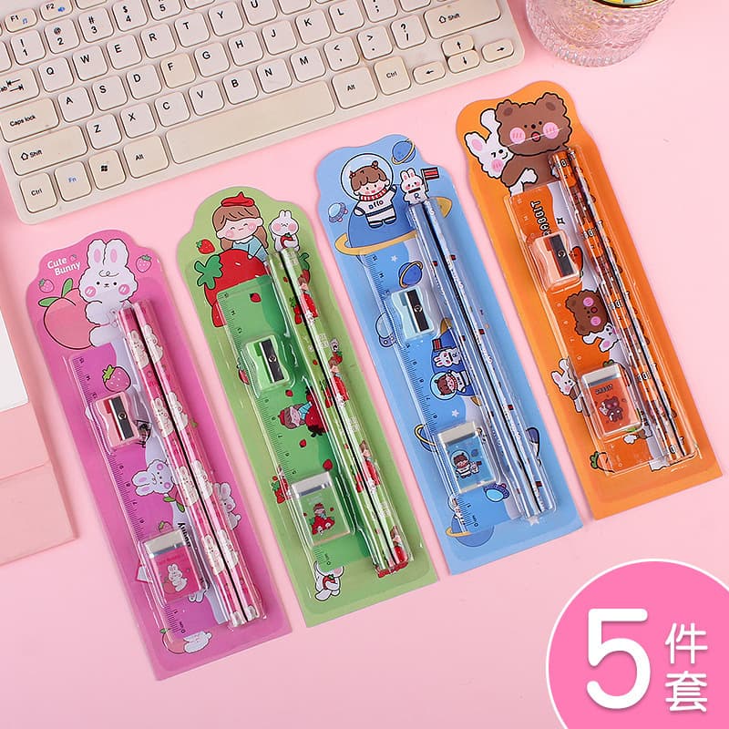 New Pencil 5-Piece Set Children's Day Gift Learning Supplies Kit Gift Box Student Pencil Stationery