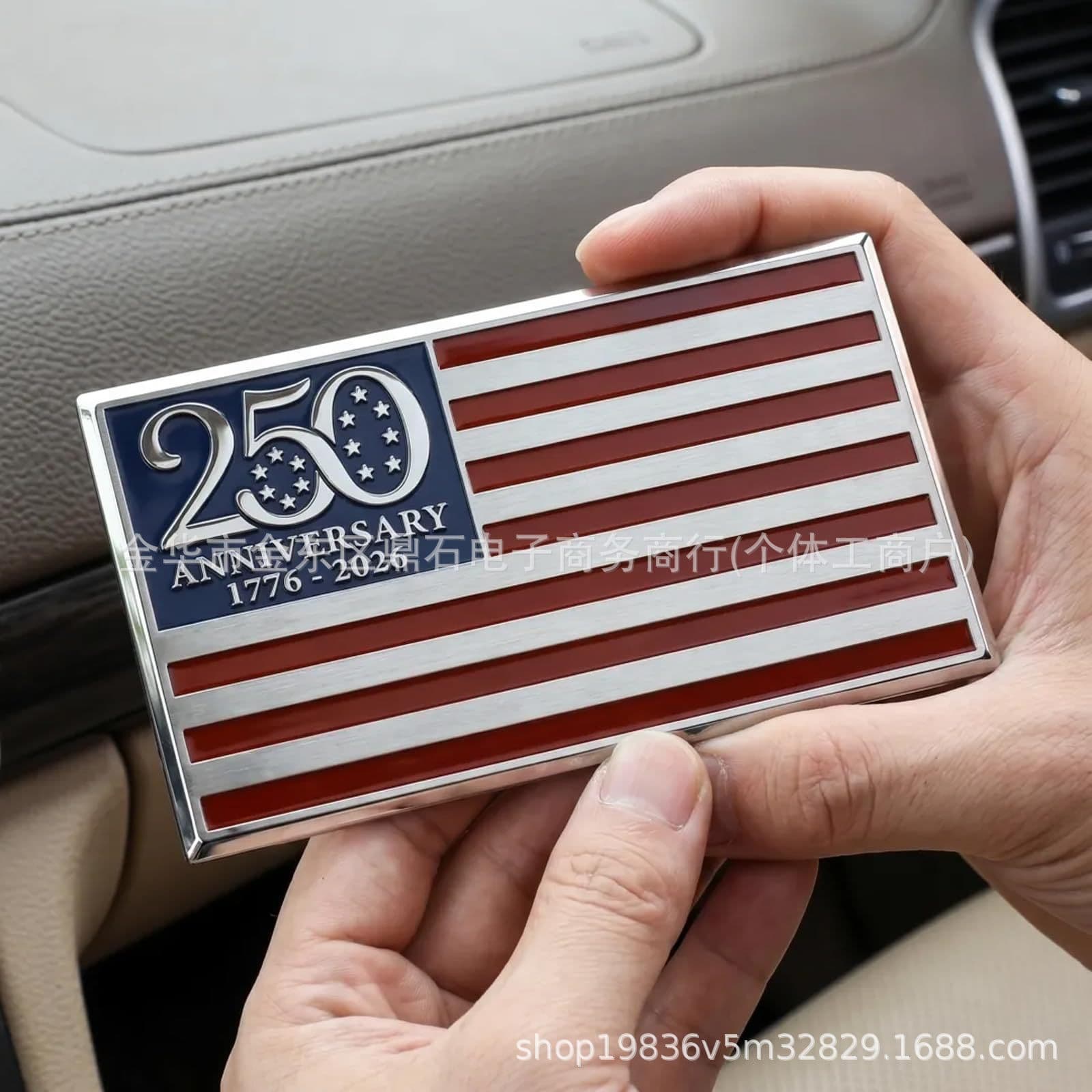 Independent Site Portable Innovative Anniversary Metal Flag Emblem Car Badge