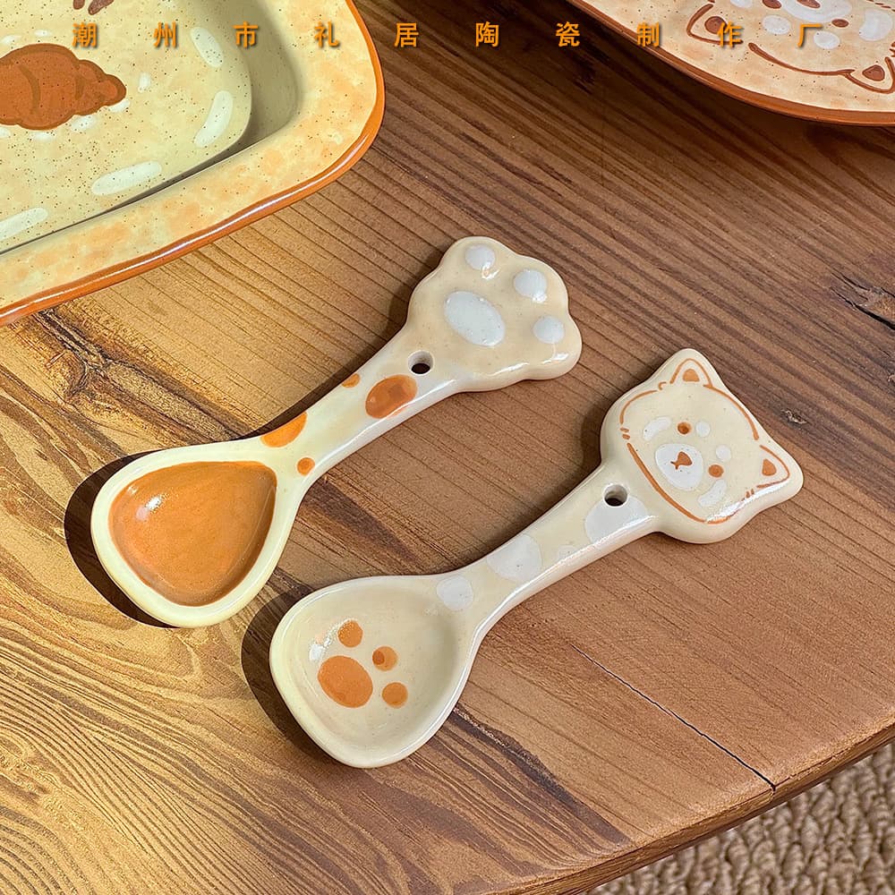Wholesale Hand-painted Little Panda Ceramic Spoon Plate Bowl Set Home Dessert Bowl Friend Housewarming High-end Gift