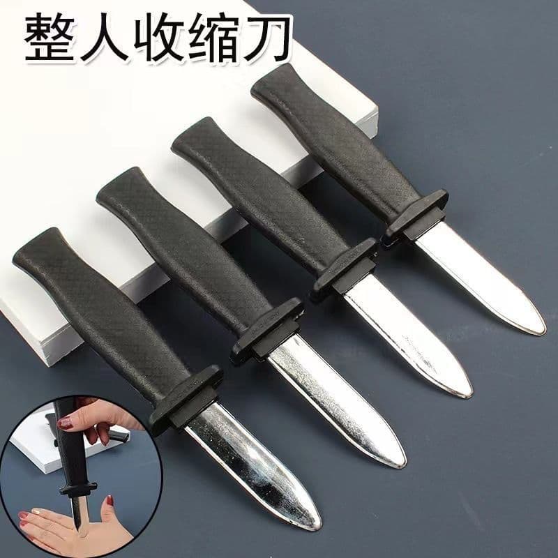 April Fool's Day trick props spoof telescopic fake knife funny magic bayonet shrinking funny cat knife prank toy