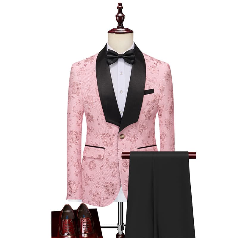 2023 New Men's Evening Dress Groom Suit Fashion Jacquard Wedding Dress Two-Piece Suit