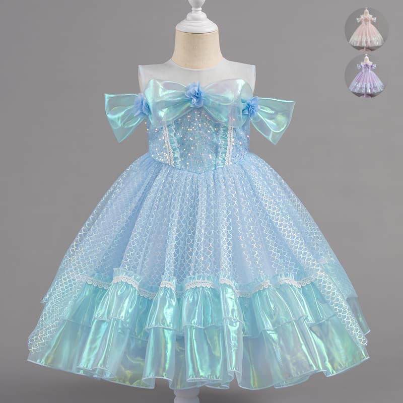 Girls' Summer Dress Mermaid Puffy Mesh Princess Dress Children's Day Performance Costume