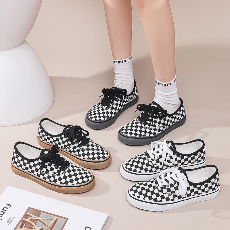 Plaid Canvas Shoes Women Men 2025 Winter New Student Korean Version Breathable Sneakers Couples Versatile Sports Casual Shoes