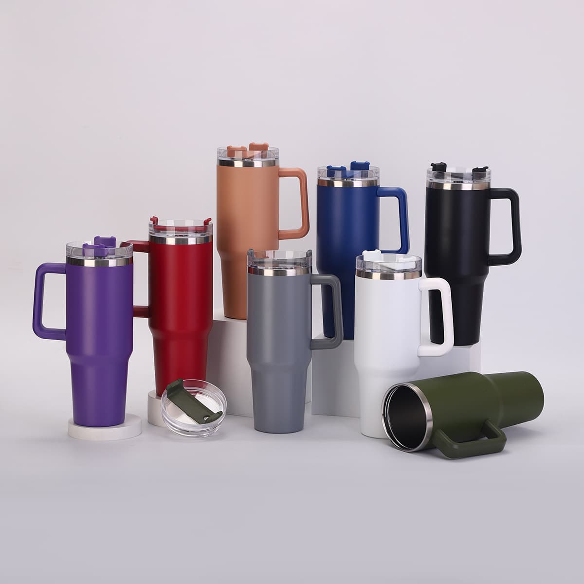 Amazon Large Capacity 304 Stainless Steel Insulated Cup 40oz Handle Ice Cup Outdoor Portable Car Cup
