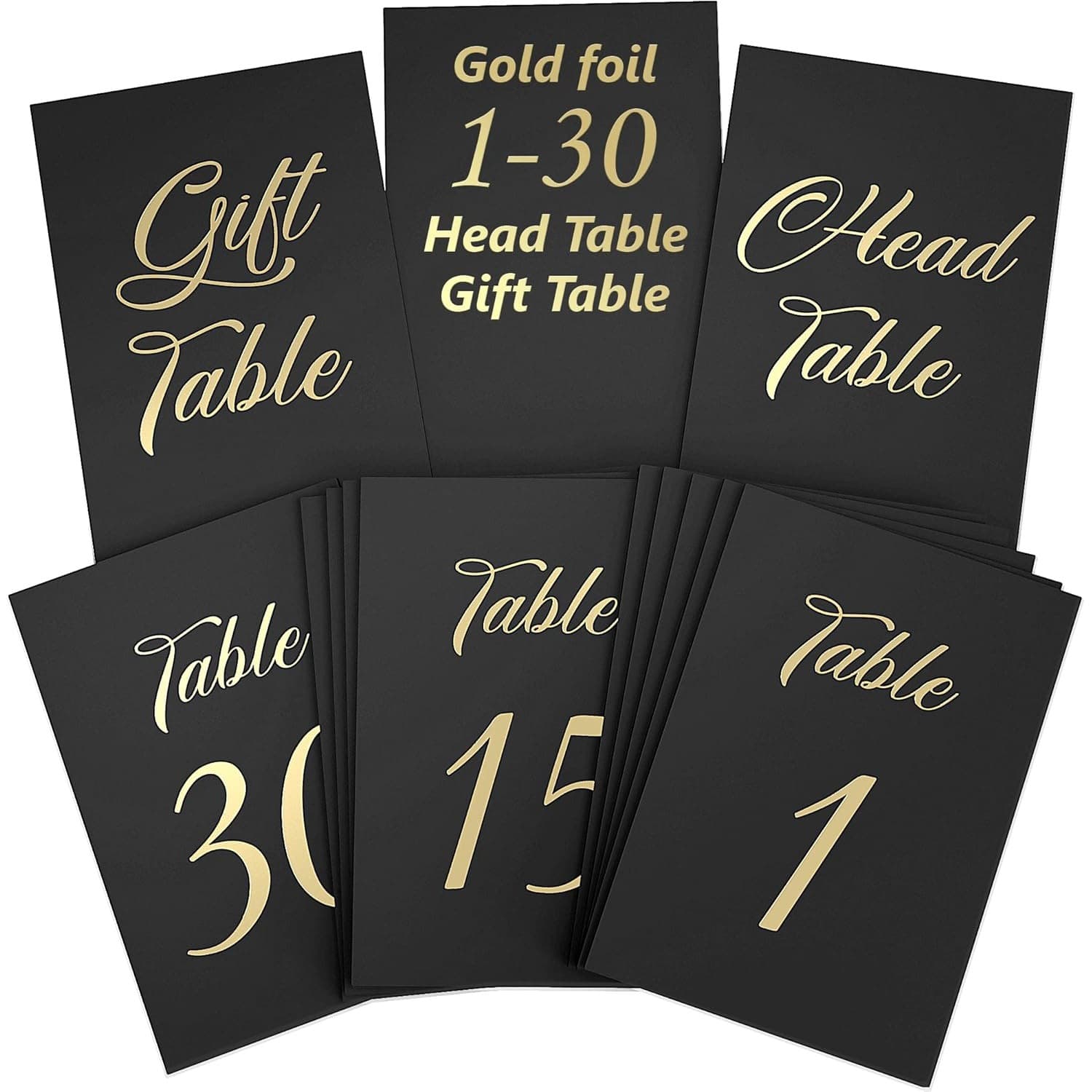 Black Background Gold Number Table Card 1-30 Wedding Banquet Decoration Card Party Place Setting Decor Card