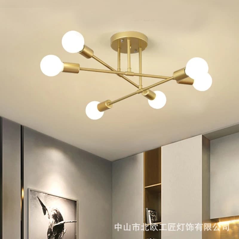 Cross-border Nordic ceiling lamp restaurant creative led indoor lamps wrought iron living room study industrial style ceiling lamp