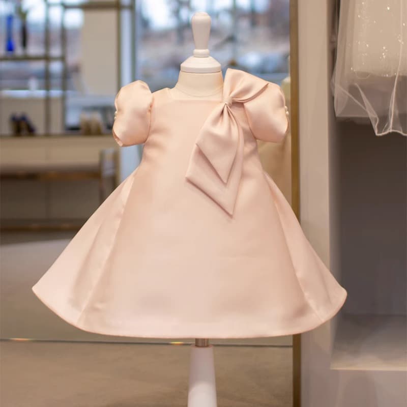 Girls' dresses, tutu skirts, flower girl host catwalk costumes, baby girl's birthday pink one-year-old dress, princess skirt